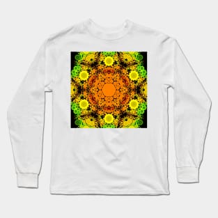 Dot Mandala Flower Orange Yellow and Green Long Sleeve T-Shirt